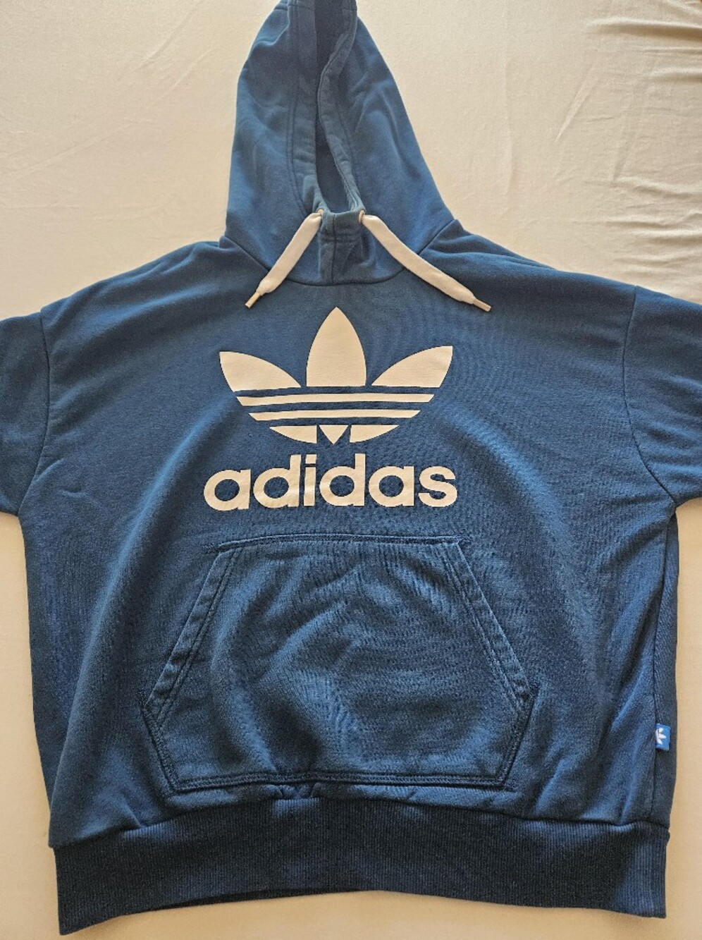 adidas Unisex Striking Teal Blue Trefoil Hoodie Sweatshirt Size Small